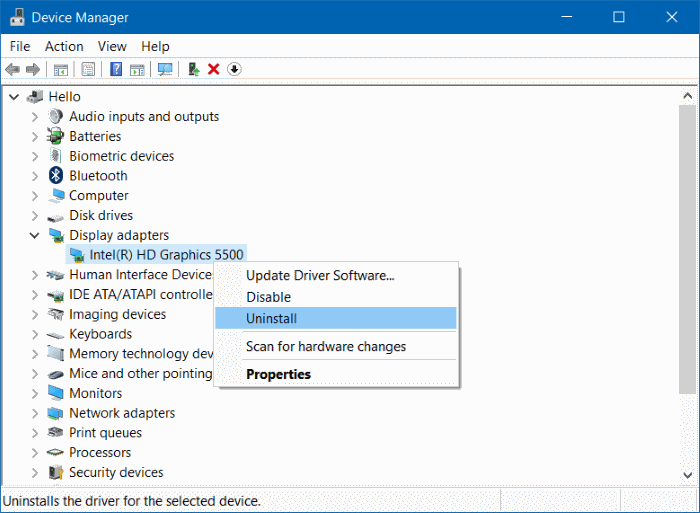 Roll back or restore previous version of a driver in Windows 10 step8