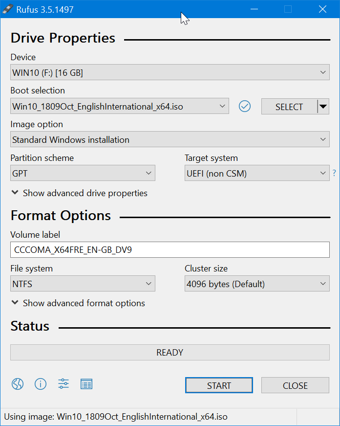 Rufus for Windows 10