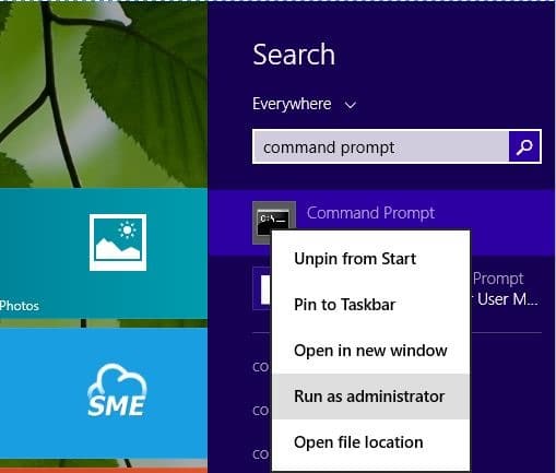 Run Command Prompt as administrator in Windows 8 Method2 Step4