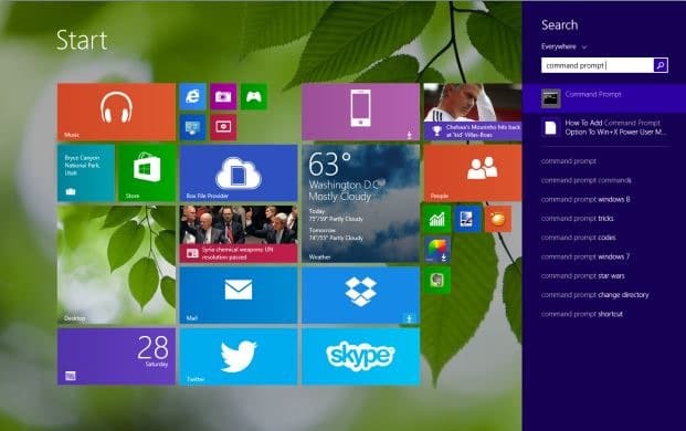Run Command Prompt as administrator in Windows 8.`