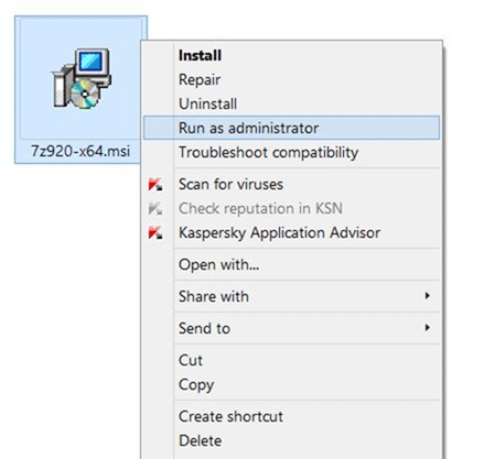 Run MSI files as administrator