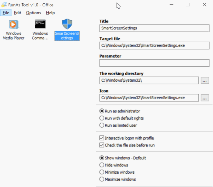 Run programs as administrator without entering password Windows 10