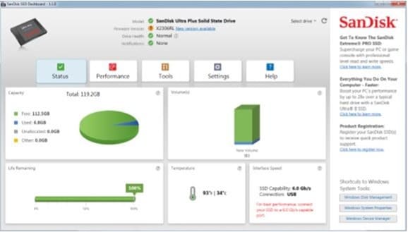 Sandisk SSD Dashboard