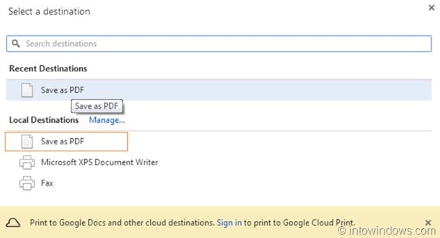 Save webpage as PDF in Chrome step3