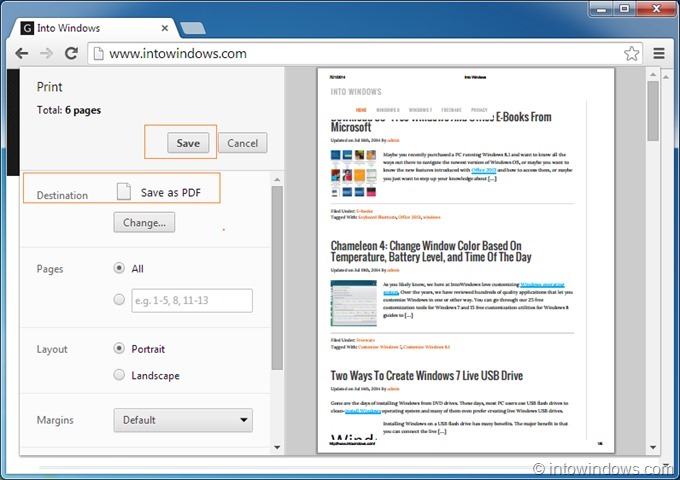 Save webpage as PDF in Chrome step4