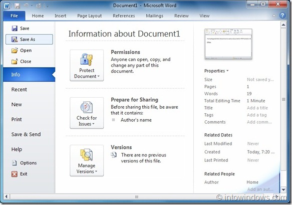Save Files In PDF Format In Office 2010