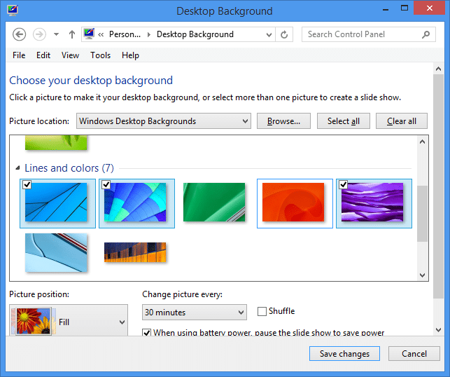 Select Specific wallpapers in a theme to use as desktop background Step2