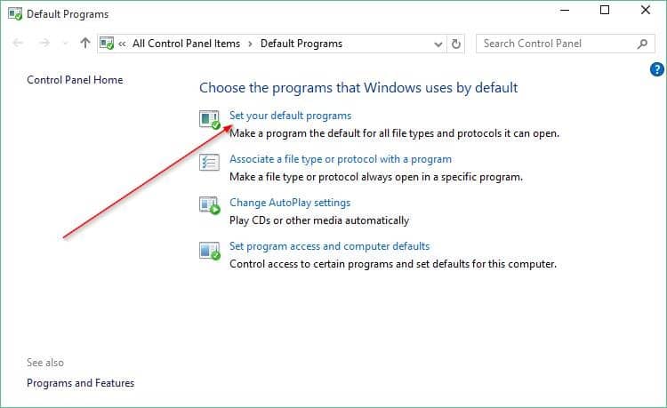 Set Chrome as default browser in Windows 10 step4