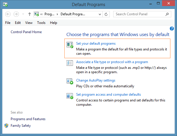 Set Windows Media Player as Default Audio Player in Windows 8.1 Step2