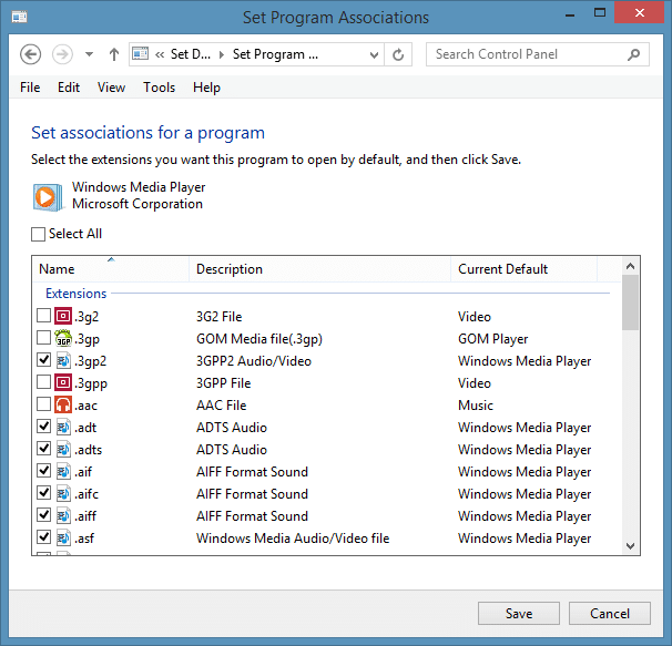 Set Windows Media Player as Default Audio Player in Windows 8.1 Step5