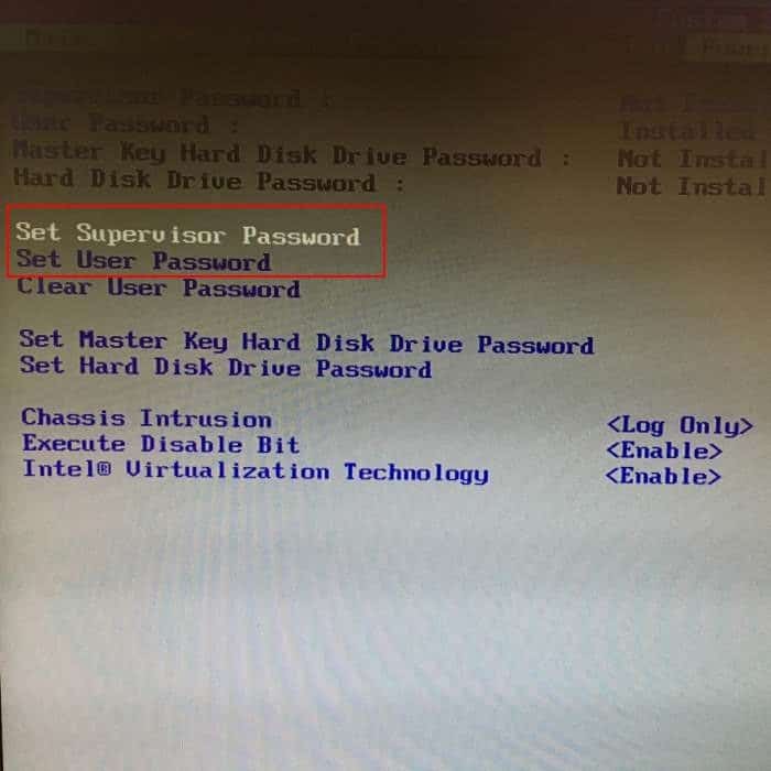 Set bios or UEFI password in Windows 10 pic2