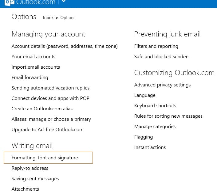Set default font in Outlook com picture3
