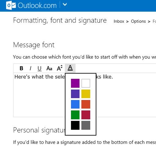 Set default font in Outlook com picture6