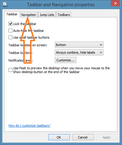 Show desktop after closing apps in Windows 8.1 step02