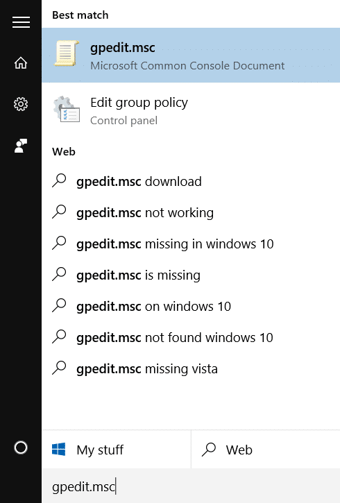 Shut down, restart, hibernate and sleep options missing step1