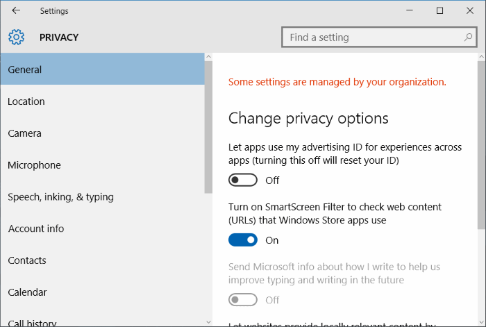 Some settings are managed by your organization in Windows 10 pic3