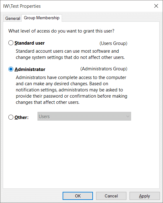 Standard account to administrator account Windows 10 pic3