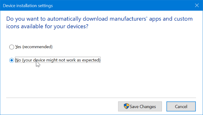 Stop Windows 10 from automatically installing printer and scanner app pic2