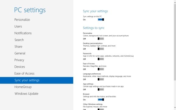 Sync Internet Explorer In Windows 8 Step5