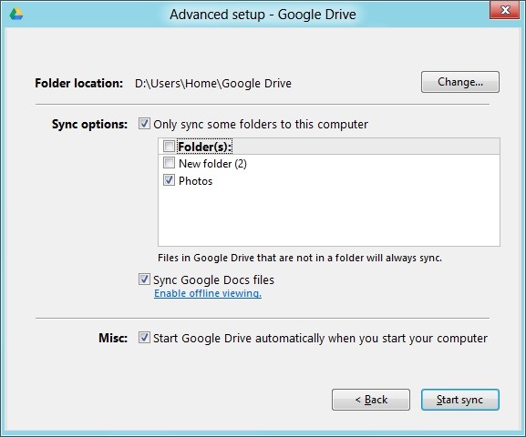 Sync Selected Folders In Google Drive
