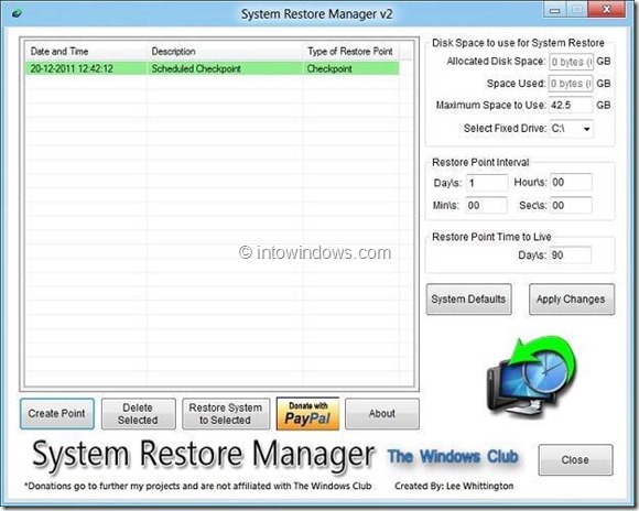 System Restore Manager