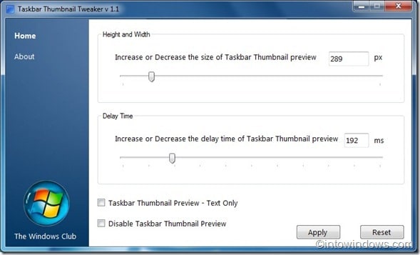 Taskbar Thumbnail Tweaker