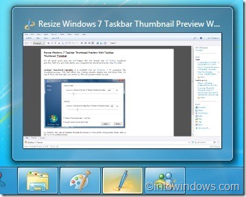 Taskbar Thumbnail Tweaker for windows 7