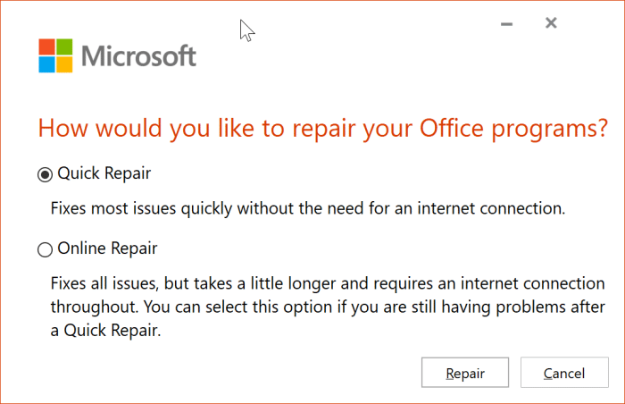 The application was unable to start correctly error in Office 365 pic2
