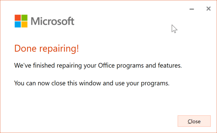 The application was unable to start correctly error in Office 365 pic6