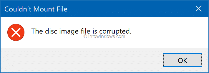 The disc image file is corrupted