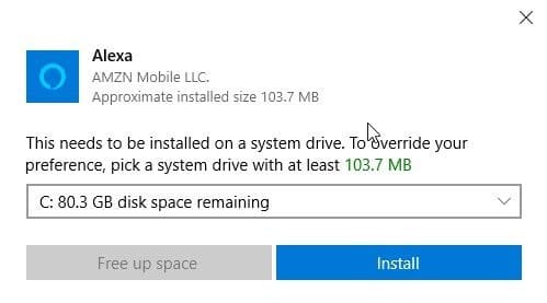 This needs to be installed on a system drive