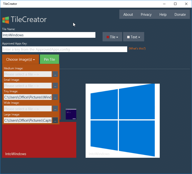 Tile Creator for Windows 10
