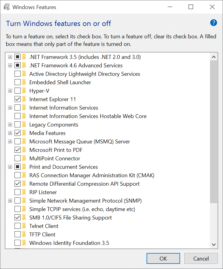 Turn on or off Features In Windows 10 step4