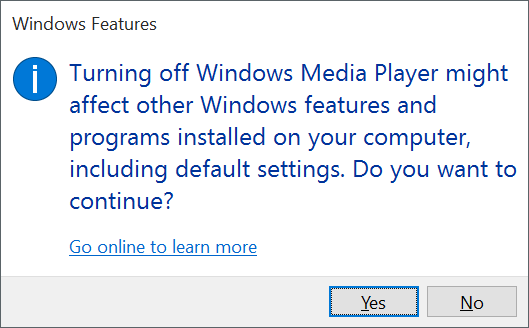 Turn on or off Features In Windows 10 step5