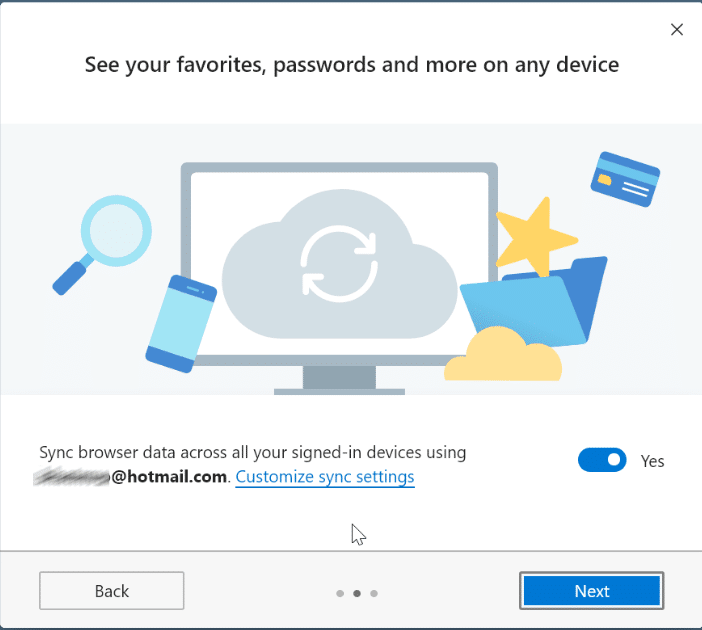Turn on or off data sync in Microsoft Edge (2)