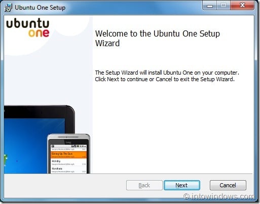Ubuntu One Setup on Windows 7 step1