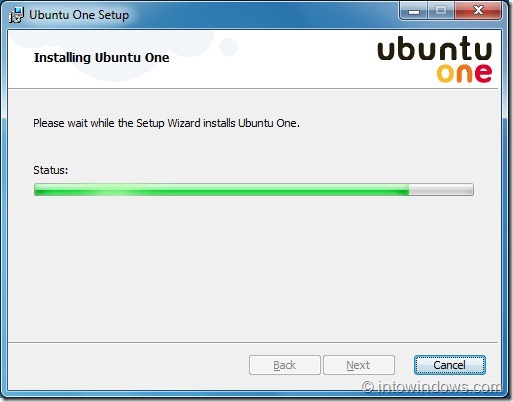 Ubuntu One Setup on Windows 7 step2