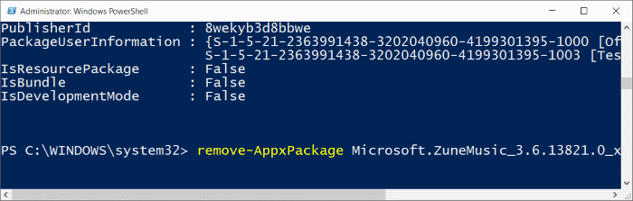 Uninstall Groove Music from Windows 10 pic5