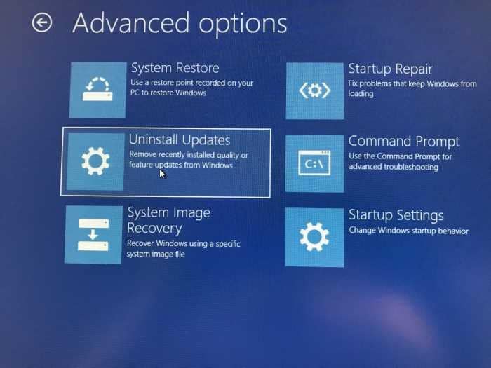 Uninstall Windows 10 updates when PC is not booting (4)