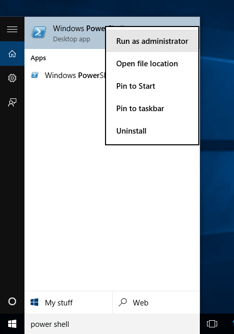 Uninstall default apps in Windows 10 Step1