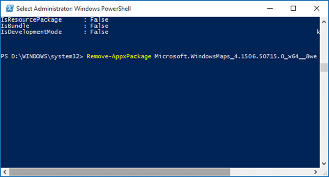 Uninstall default apps in Windows 10 Step4