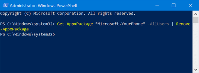 Uninstall or reinstall Your Phone app in Windows 10 pic1