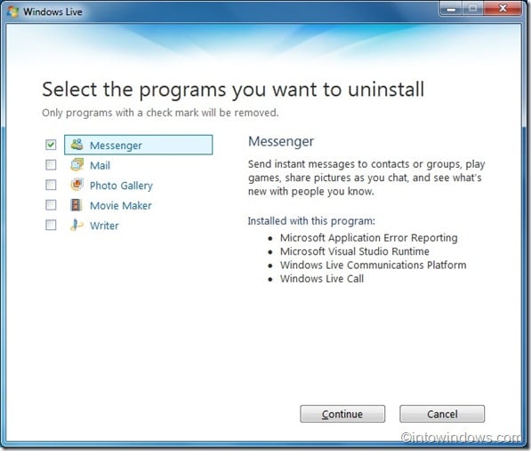 Uninstall Windows Live Messenger In Windows 7