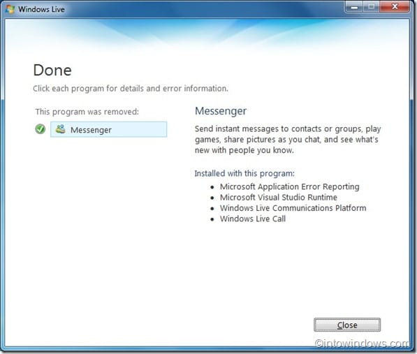 Uninstall Windows Live Messenger Windows 7