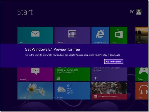 Upgrade Windows 8 to Windows 8.1 Preview Step9