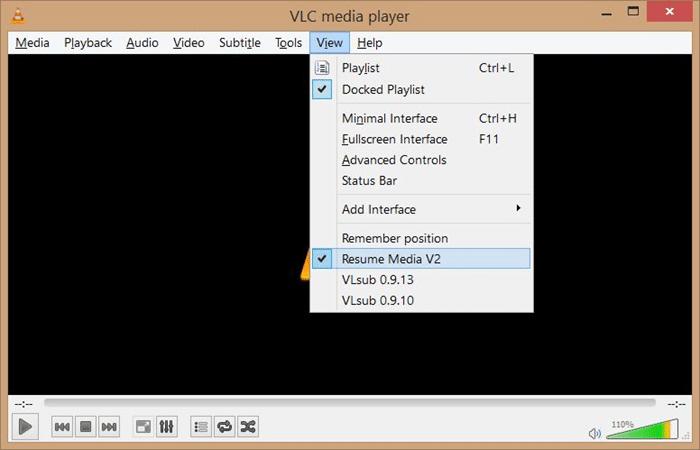 VLC remember the movie video position 
