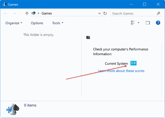 View Windows Experience Index score in Windows 10 pic3