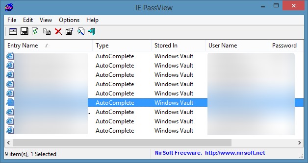 View and backup passwords in Internet Explorer step7