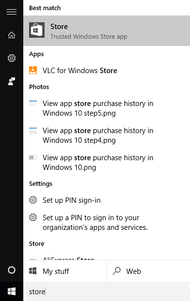View app store purchase history in Windows 10 step1