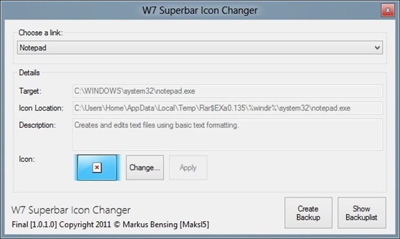 W7 Superbar Icon Changer